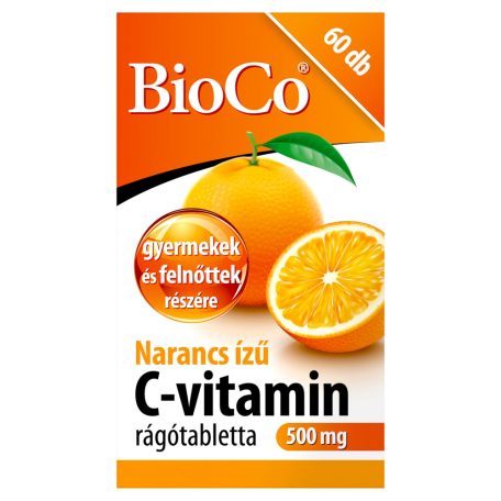 BioCo Narancs ízű C-vitamin 500 mg rágótabletta 60 x 1,35 g (81 g)