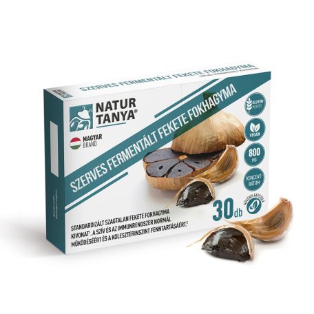 Natur Tanya® Fermentált Fekete Fokhagyma 800 mg - szagtalan, standardizált S-allil-cisztein - szív, erek, koleszterin, mikrobiom, immunrendszer