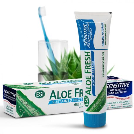 Natur Tanya® ESI Aloe Fresh® Sensitive FOGKRÉM – Fluoridmentes fogkrémgél, parabén, SLS, SLES, titán-dioxid és mesterséges színezék nélkül, érzékeny fogakra és fogínyre