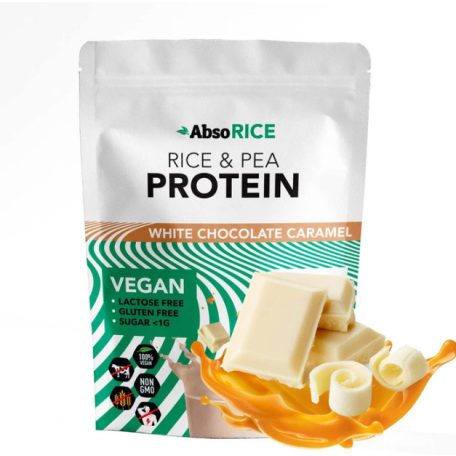 AbsoRICE protein 500g - Fehércsokoládé-karamell vegán fehérjepor
