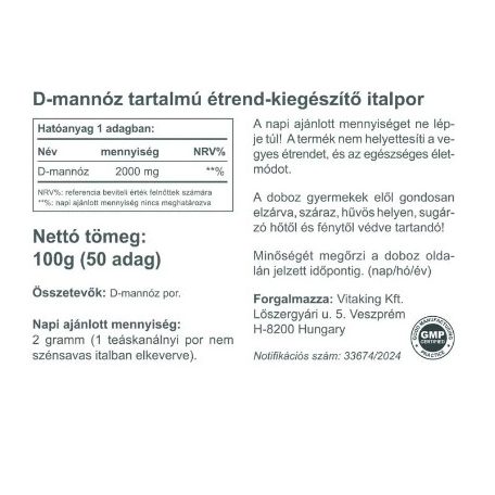 Vitaking D-mannose 100g pure powder