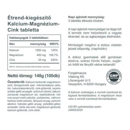 Vitaking Kalcium-magnézium-cink 100db
