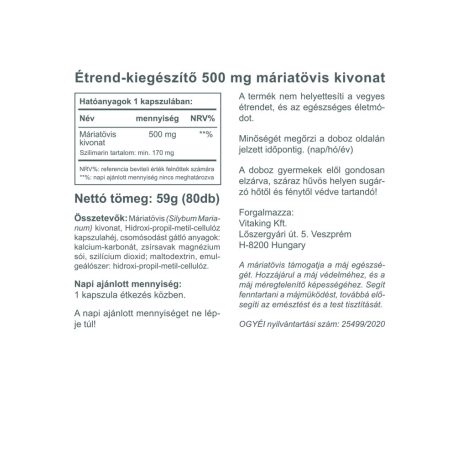 Vitaking Máriatövis EXTRACT 500mg 80db