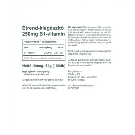 Vitaking B1 Vitamin 250mg 100db