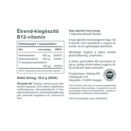 Vitaking B12 Vitamin 1000 mcg 90db