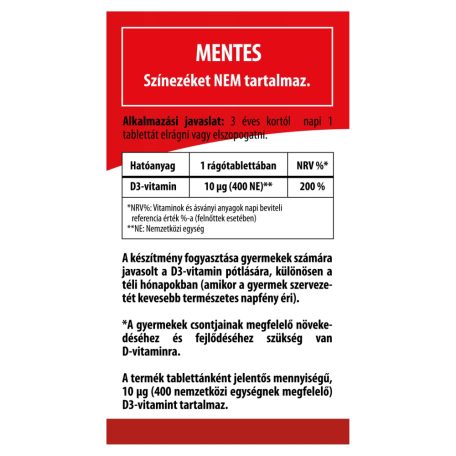 BioCo D3-vitamin 400 gyermekeknek rágótabletta 60db