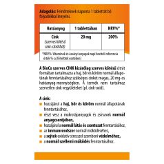 BioCo szerves Cink tabletta 20mg 60db