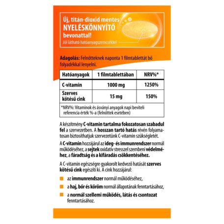 BioCo C+Cink Retard C-vitamin 1000 mg + szerves cink filmtabletta 100db