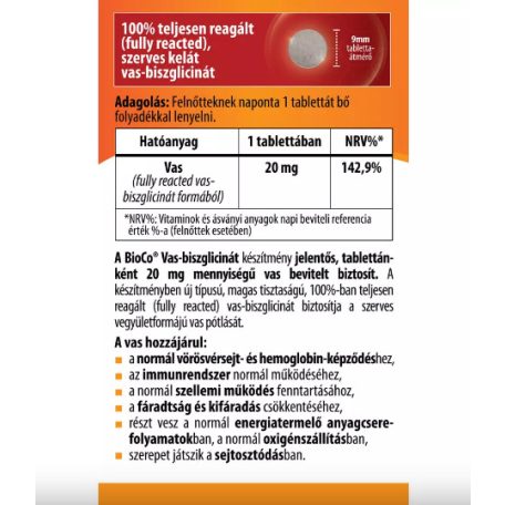 BioCo Vas-Biszglicinát 20 mg tabletta 60 db