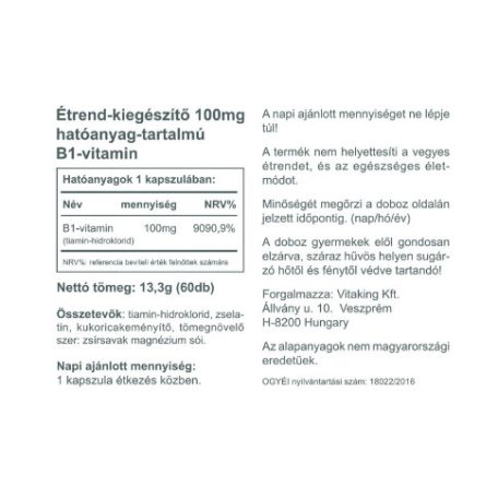 Vitaking B1 Vitamin 100mg 60db