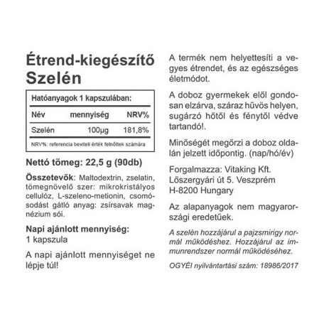 Vitaking Szerves Szelén 100ug 90db