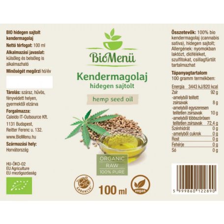 BioMenü Bio Kendermagolaj 100ml