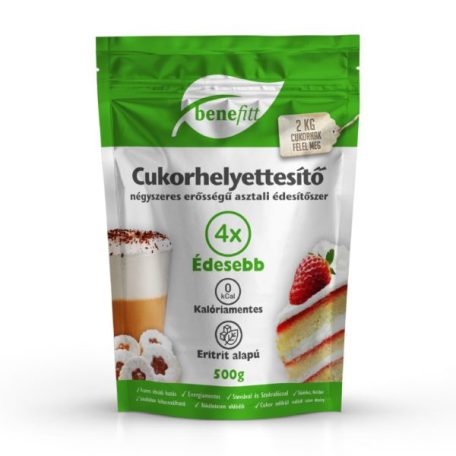 BENEFITT Cukorhelyettesítő (Eritrit, Stevia, Szukralóz) 4x erősségű 500g