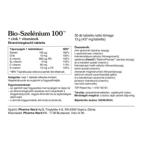 Pharma Nord Bio-Szelénium 100 +cink+vitaminok 30db