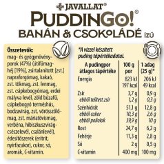   Javallat Puddingo Banán és Csokoládé ízű instant pudingpor